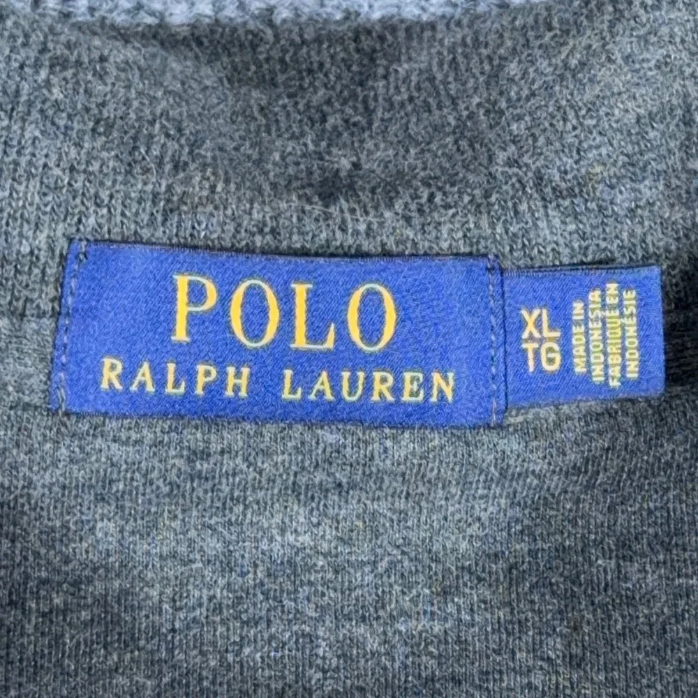 Polo Ralph Lauren Mens XL Gray 1/4 Zip Cotton Pullover Sweater Pink Pony Logo